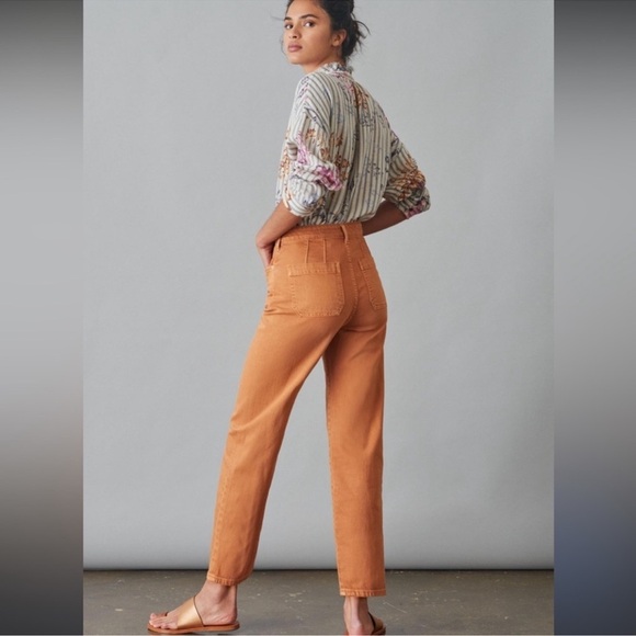 Anthropologie Pilcro The Column Straight Leg Jean Maize Orange color, Size 30 - Picture 2 of 8